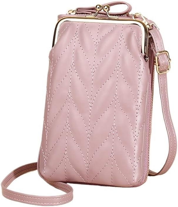 Metal Zipper Mobile Phone Bag PU Leather Cell Phone Crossbody(D)