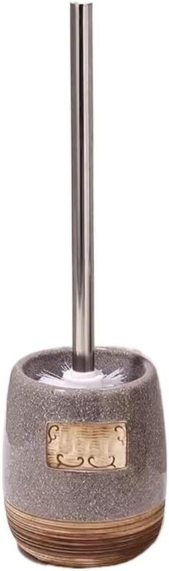 Toilet Brush Ceramic Toilet Brush Hollowed Out Breathable Base Toilet Brush Holder Set Removable Round Brush Head Stainless Steel Handle Toilet Brush Deep Cleaning