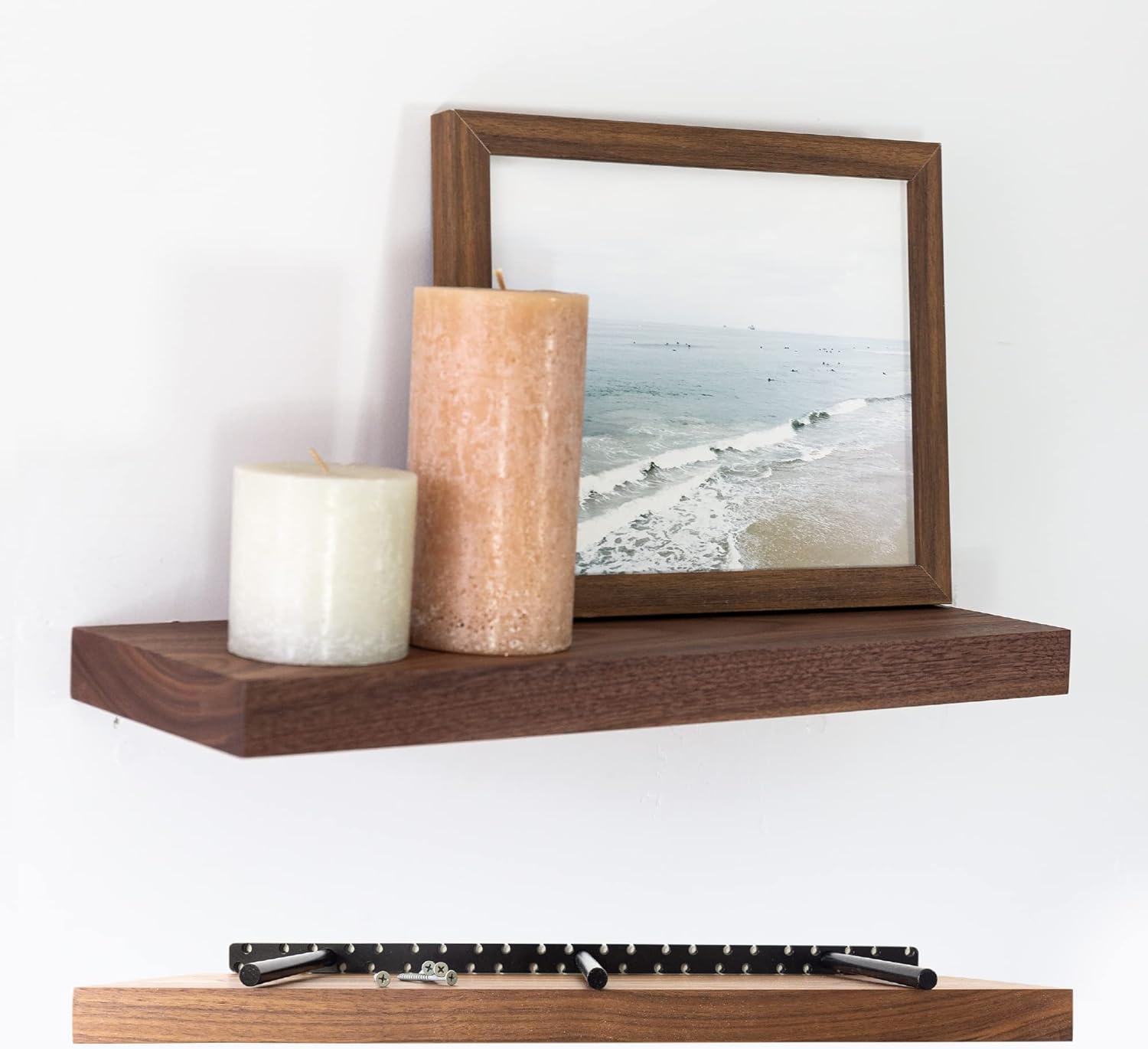 UltraShelf Solid Wood Floating Shelf for Wall Decor, Walnut, 18