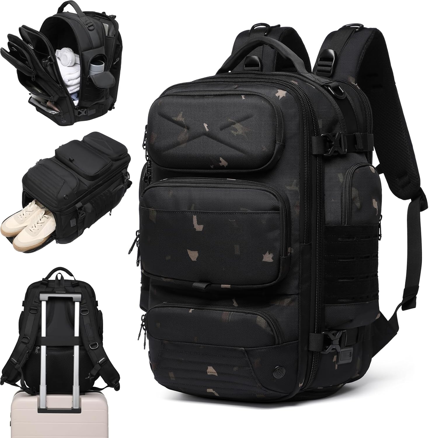 Travel Backpack for Men, Travel Backpack Carry on Flight Approved, Expandable Extra Large Travel Laptop Backpack (Camouflage, L:35)