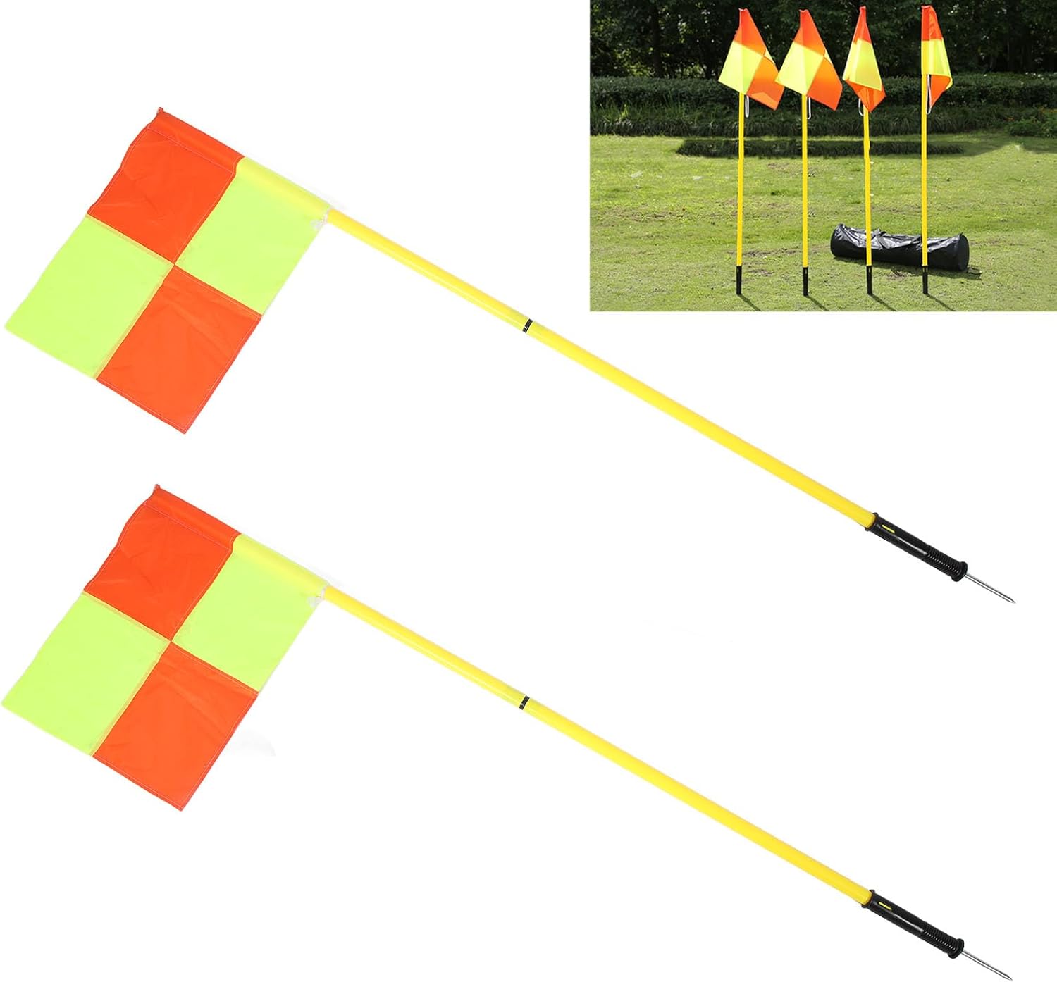 Soccer Corner Flags, Set of 4 1.5m Portable Soccer Poles & Football Field Corner Flags with Storage Bag, Windproof Soccer Flags Soccer Poles Soccer Equipment for Training