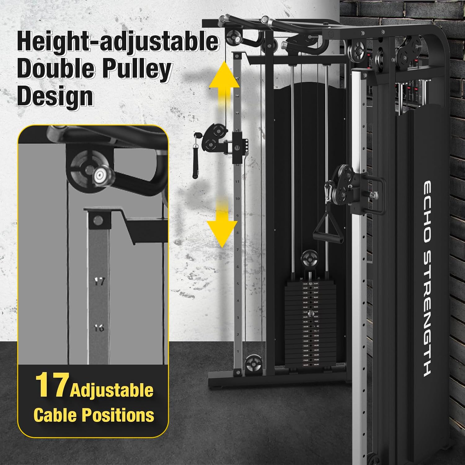 Cable Crossover Exercise Machine for Home & Commercial Gym, Functional Trainer Cable Machine, Functional Training Center All in One Home Gym Cable Machine, 180lbs Dual Weights Stack for Cable Workout