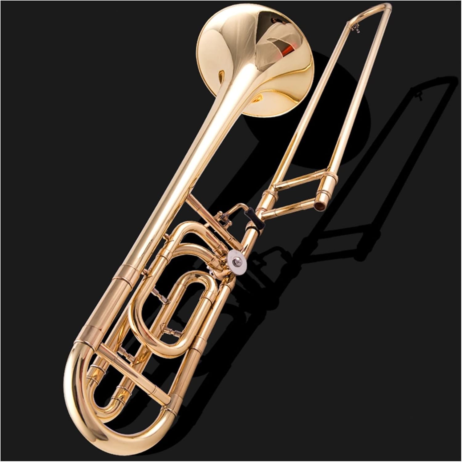 FLFL Student Trombone B Flat Turned F Tenor Trombone Instrument Copper Suitable for Brass Band Performance (Color : Brass)