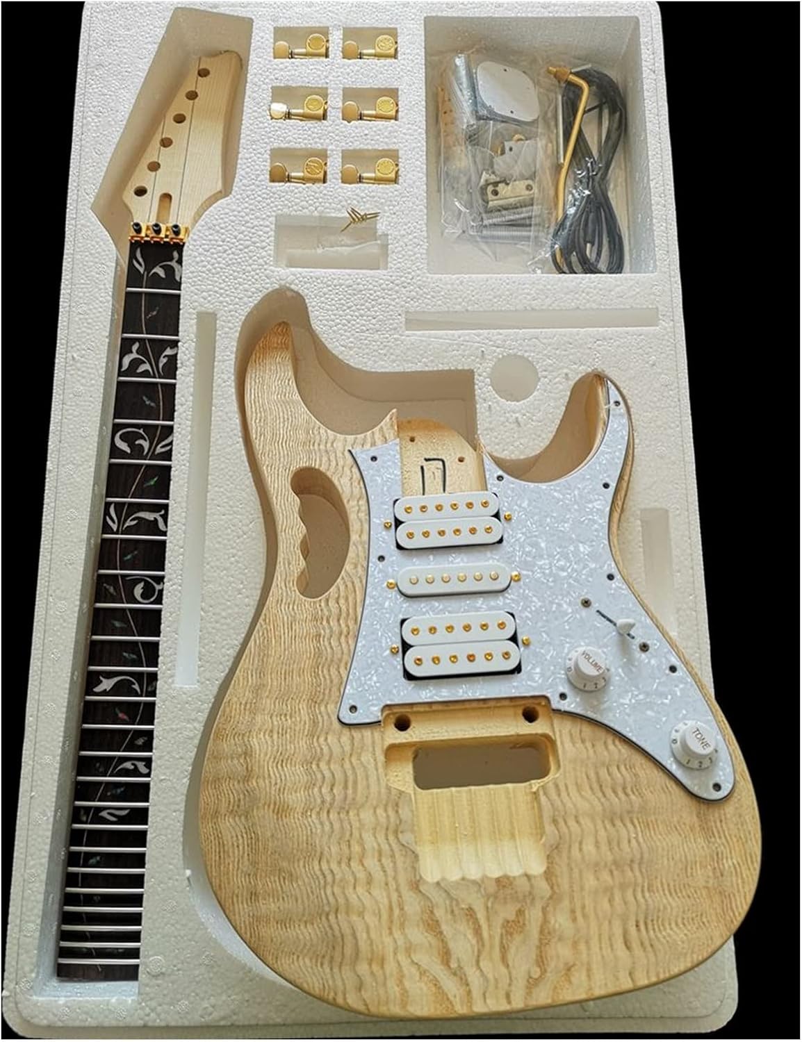 DIY Ash Electric Guitar Making Accessories Flower Ash Veneer Suitable for Beginners to Learn DIY Combination DIY Guitar Kit (Color : 8)