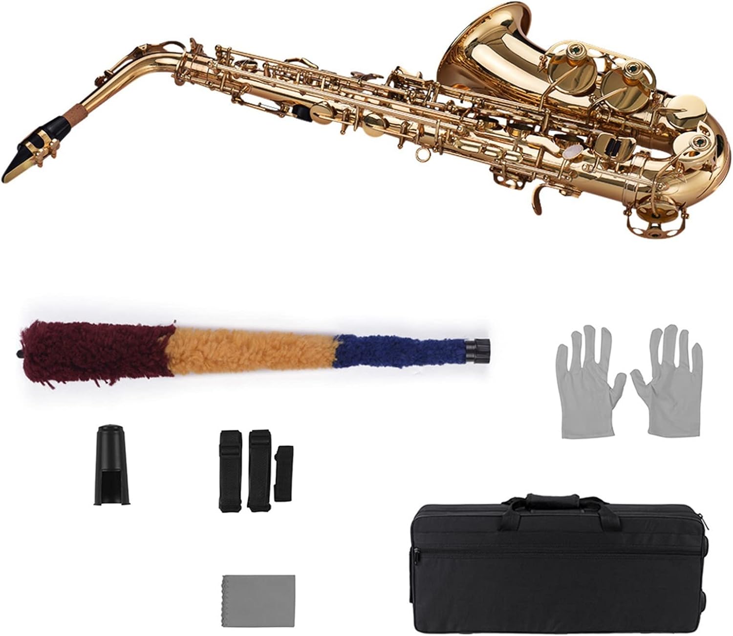 EB Alto Saxophone Brass Lacquered Gold 802 Key Type Woodwind Instrument with Case