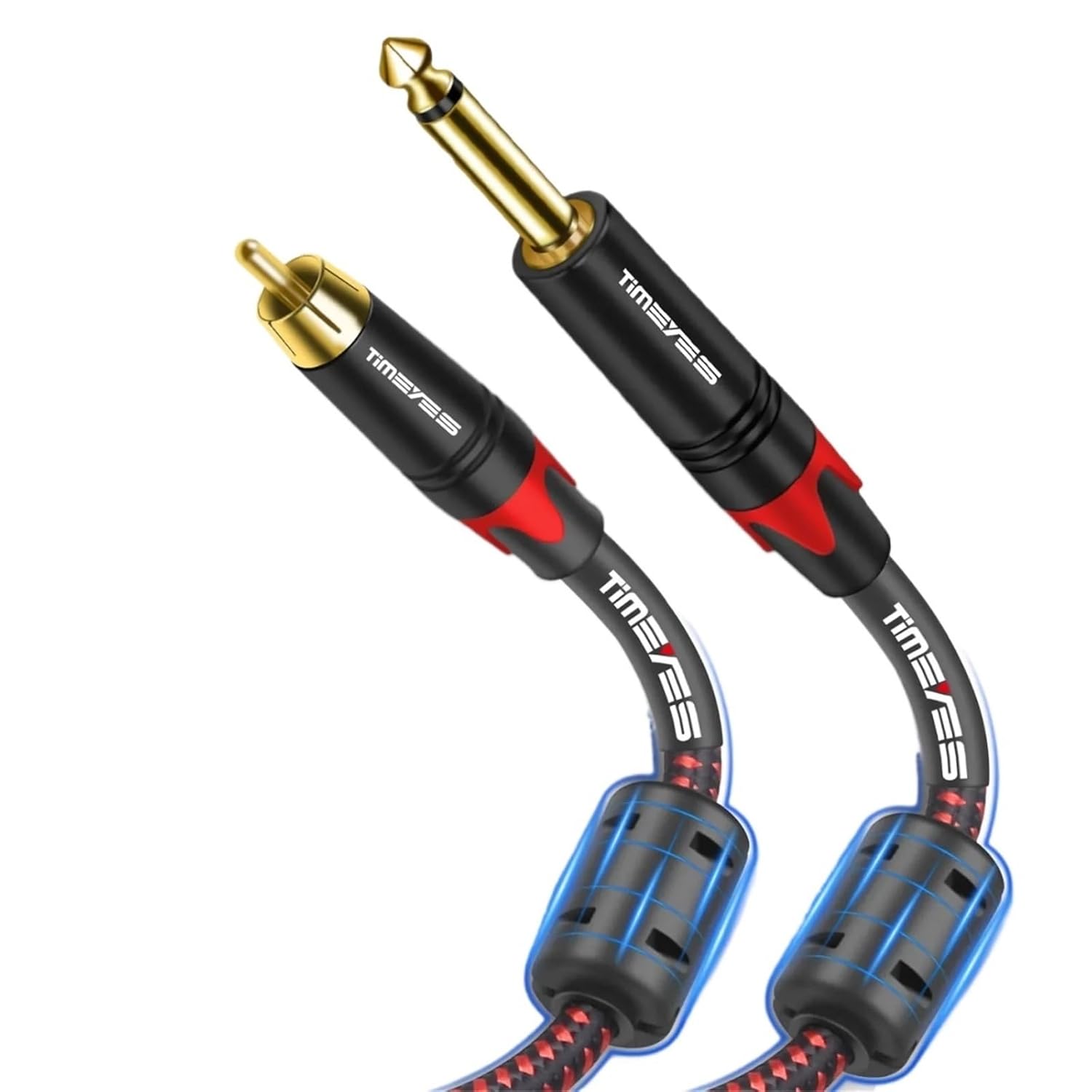 Pack 2 RCA to 1/4 Inch Cable 2 RCA to 2 6.35mm TS Male to Male Stereo Audio for Tablet Amplifier Smartphone Music Player Speaker(1m)