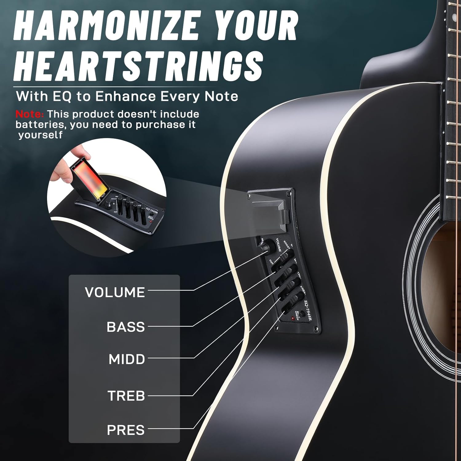 Ktaxon Full-Size Cutaway Acoustic Electric Guitar, 41 Inch Basswood Body Beginner Guitars Kit with 15W Amp, Extra Strings & Capo Includes All Accessories (Black)