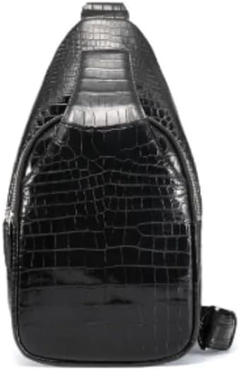 Authentic Exotic Crocodile Skin Classic Solid Black Men's Chest Bag Messenger Bag Genuine Alligator Leather Male Crossbody Bag