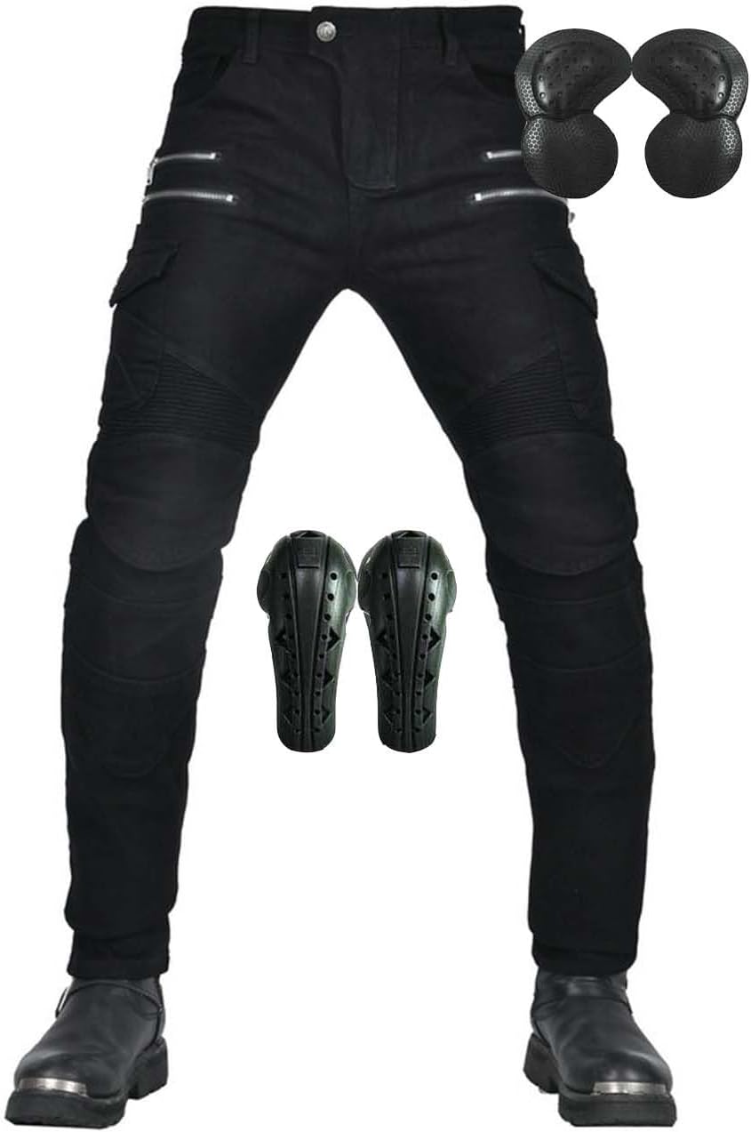 Generic Anti-Fall Motorcycle Pants Stylish and Protective Jeans 2 Knee Pads and 2 Hip Protectors Great for Motorcycle and Everyday Use
