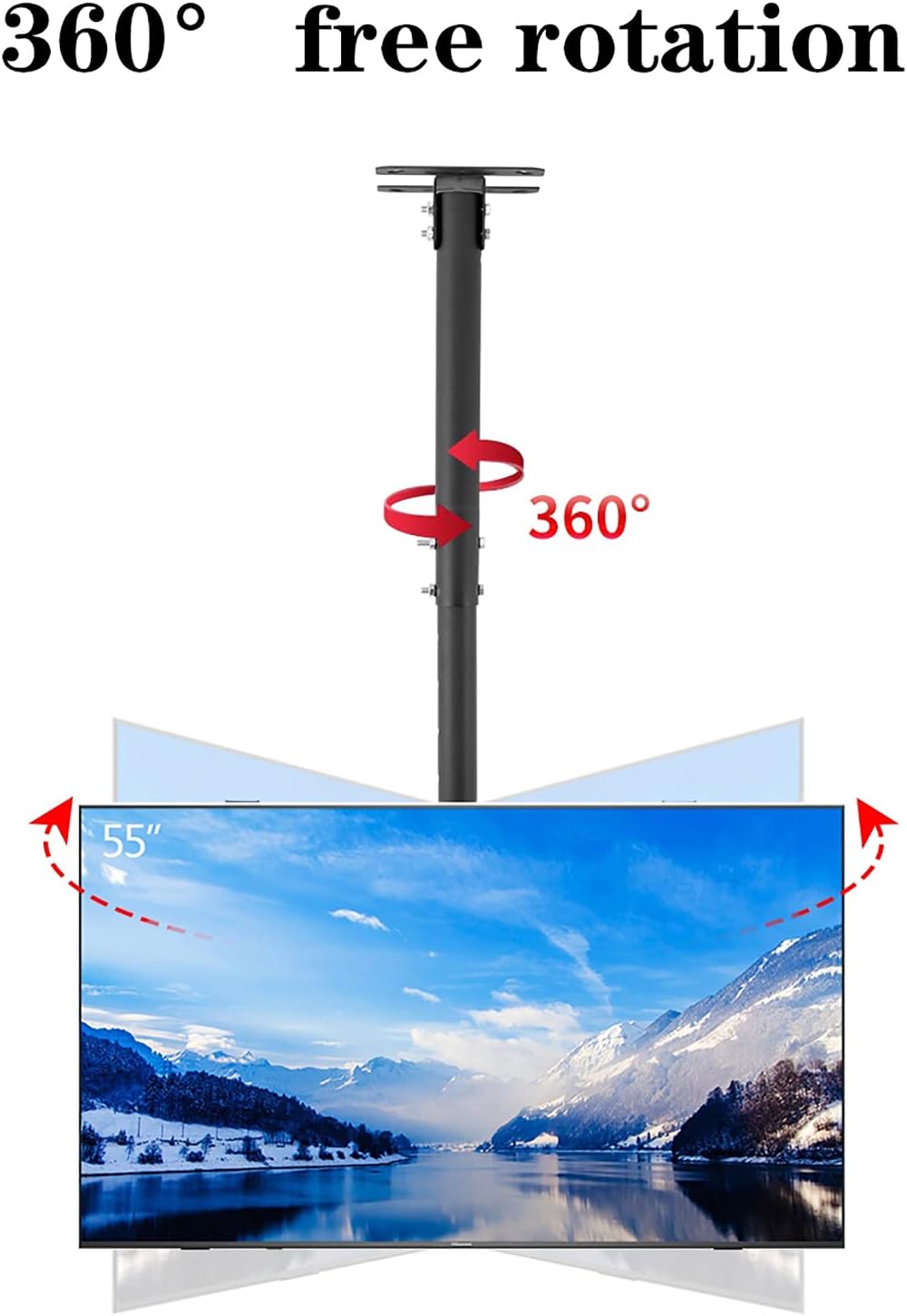 TV Stand tv Wall Mount 360° Swivel and Tilt Ceiling TV Mount Teles Height Adjustment for 40 to 70 Inch TV Swivel and Tilting Bracket,2.5-