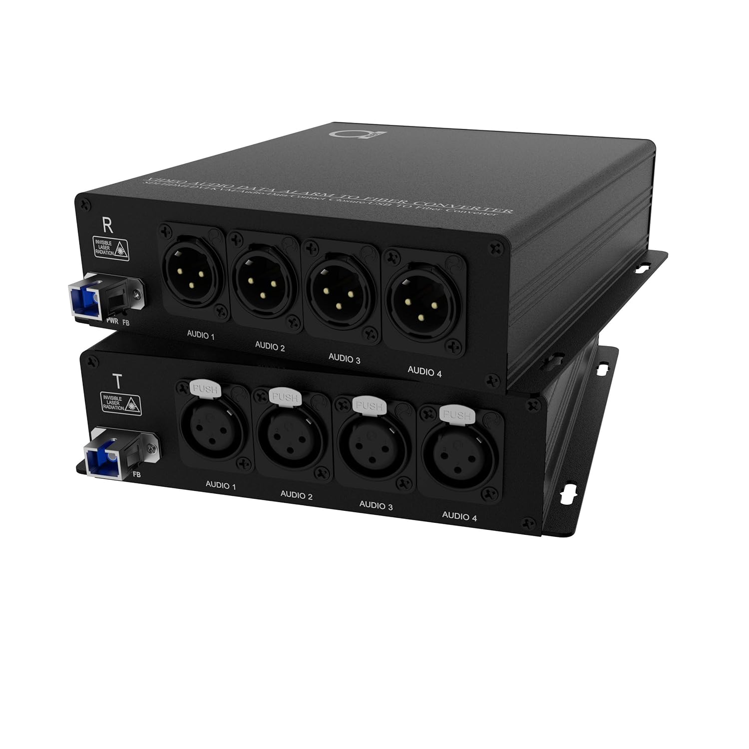 4 port XLR Audio Over Fiber Converter | Extender Kit: 4 Channel Balanced Audio to Fiber Media Converter - Universal Single & Multimode - 0.5 km MM (0.31 mi) 20 km SM (11.4 mi), Transmitter & Receiver