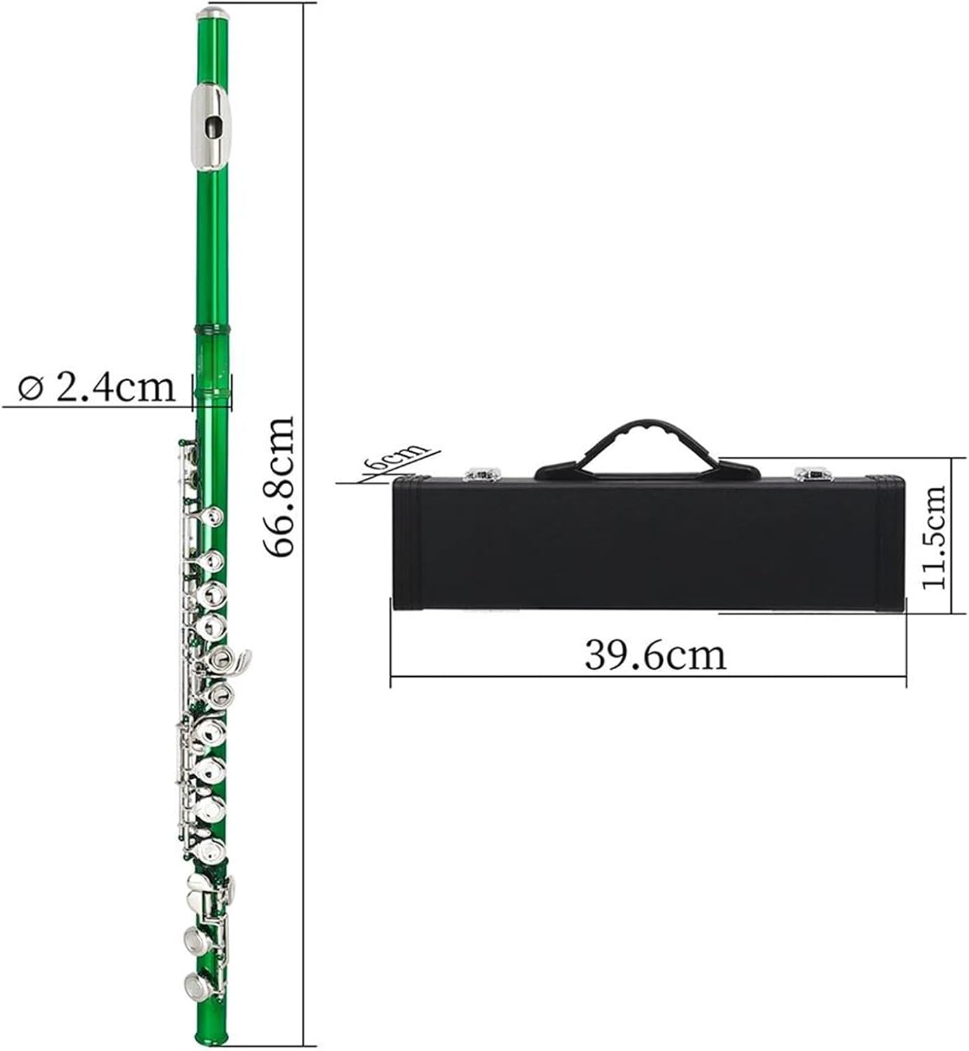 Cross Flute 16 Holes Closed Hole Green Transverse Flute C Tone Cupronickel Woodwind Musical Parts Accessories