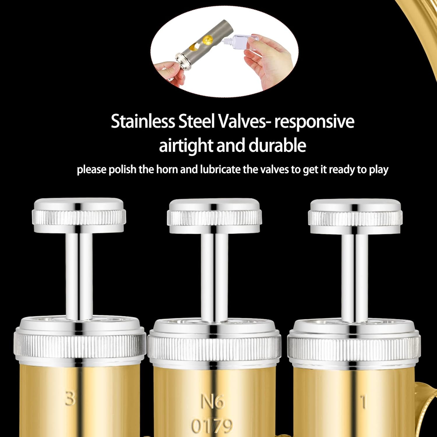 ROWELL Euphonium 3 Valves Bb Brass Lacquer Gold 3 Stainless Steel Pistons Student Euphonium Beginners Intermediate Euphoniums with Case Gloves and Polishing Cloth