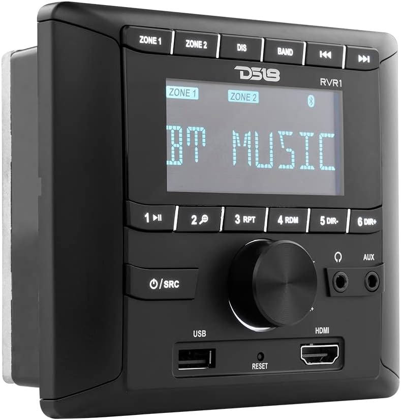DS18 RVR1 RV Headunit LCD Screen, 2 Zones, 4 Volts Output, FM/AM, MP3, USB, HDMI, Bluetooth, RDS 4X40 Watts - Great Stereo Receiver for Recreational Vehicle RV
