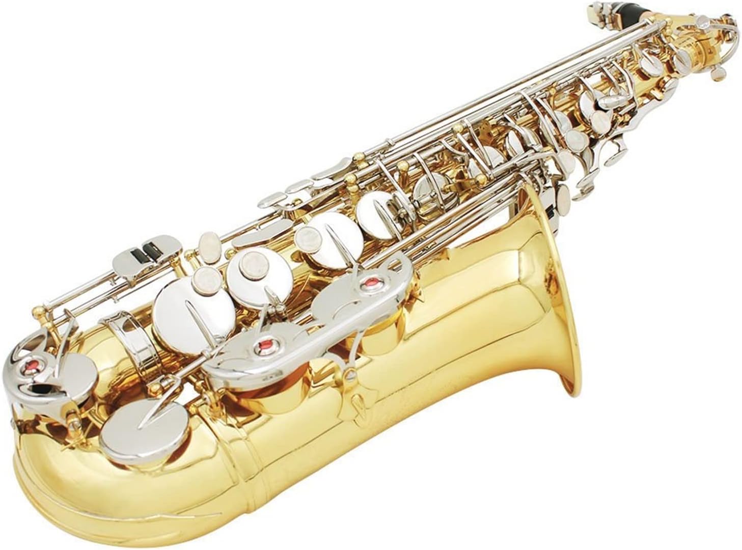 Alto Saxophone Sax Glossy Brass Engraved EB E-Flat Natural White Shell Button Wind Instrument