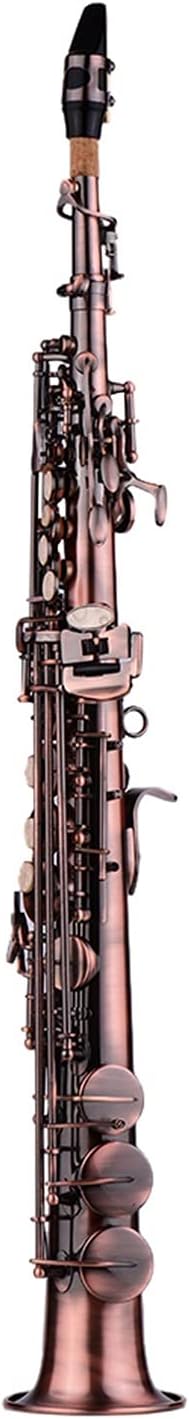 Professional Crimson Bronze Straight Bb Soprano Saxophone Sax Woodwind Instrument Carve Pattern with Case Student Saxophone