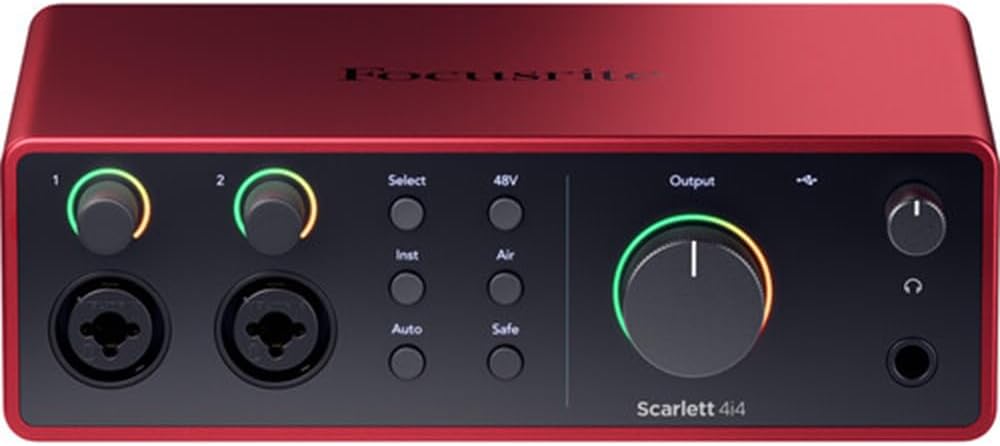 Focusrite Scarlett 4i4 USB-C Audio/MIDI Interface (4th Gen) Bundle with Polsen HPC-A30 Studio Monitor Headphones, Pop Filter and 2x XLR- XLR Cable