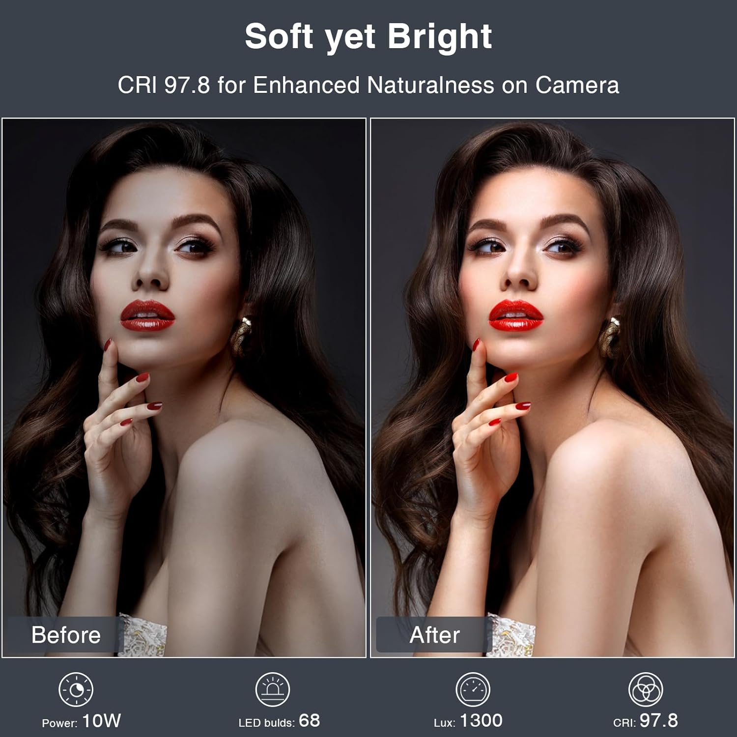 2 Packs Video Conference Lights for Zoom Meeting, LitONES Podcast Lighting Kit for Working from Home Office, Desktop Video Light with Stand and Phone Holder CRI 97.8