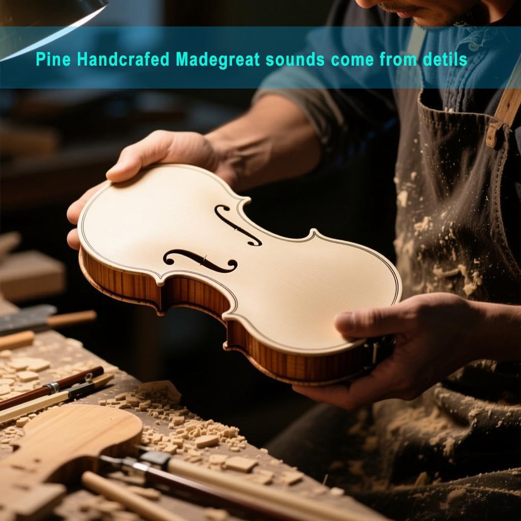 NANYI Size 4/4 beginner first violin Set, Natural Solid Wood Beginner Violin with Shoulder Rest, Rosin, Bow, Case, and Bridge, Stringed Musical Instruments Violin Music Hobby