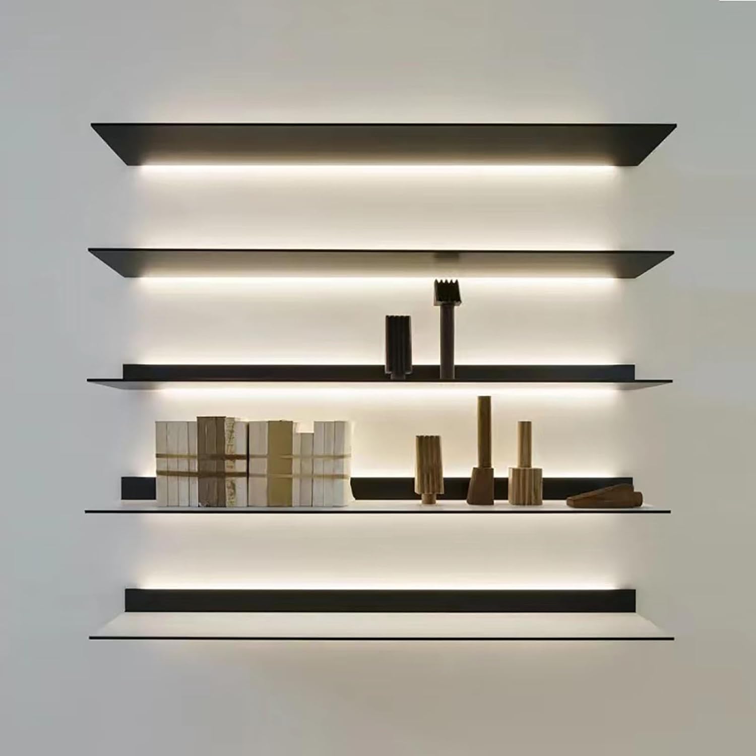 Metal Wall Mounted Display Stands, Floating Display Shelf with Built-in Illuminated LED Light and Transformer, Lighted Display Stand for Entrance Living Room Bedroom Bathroom ( Color : Gray , Size : 1