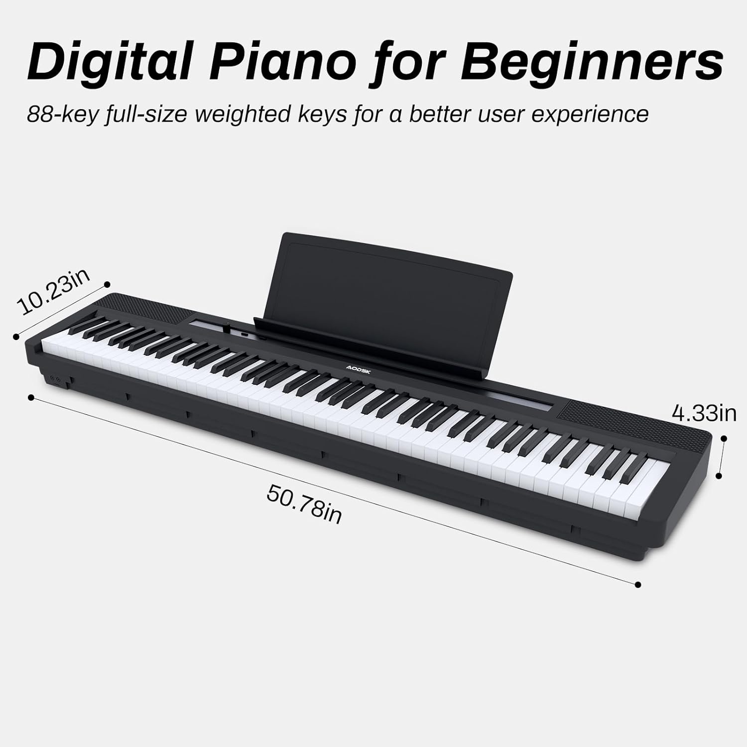 AODSK 88 Key Weighted Keyboard Digital Piano,Grade Hammer Action Keyboard for Beginner Portable Electric Piano, Black (Three-pedal)