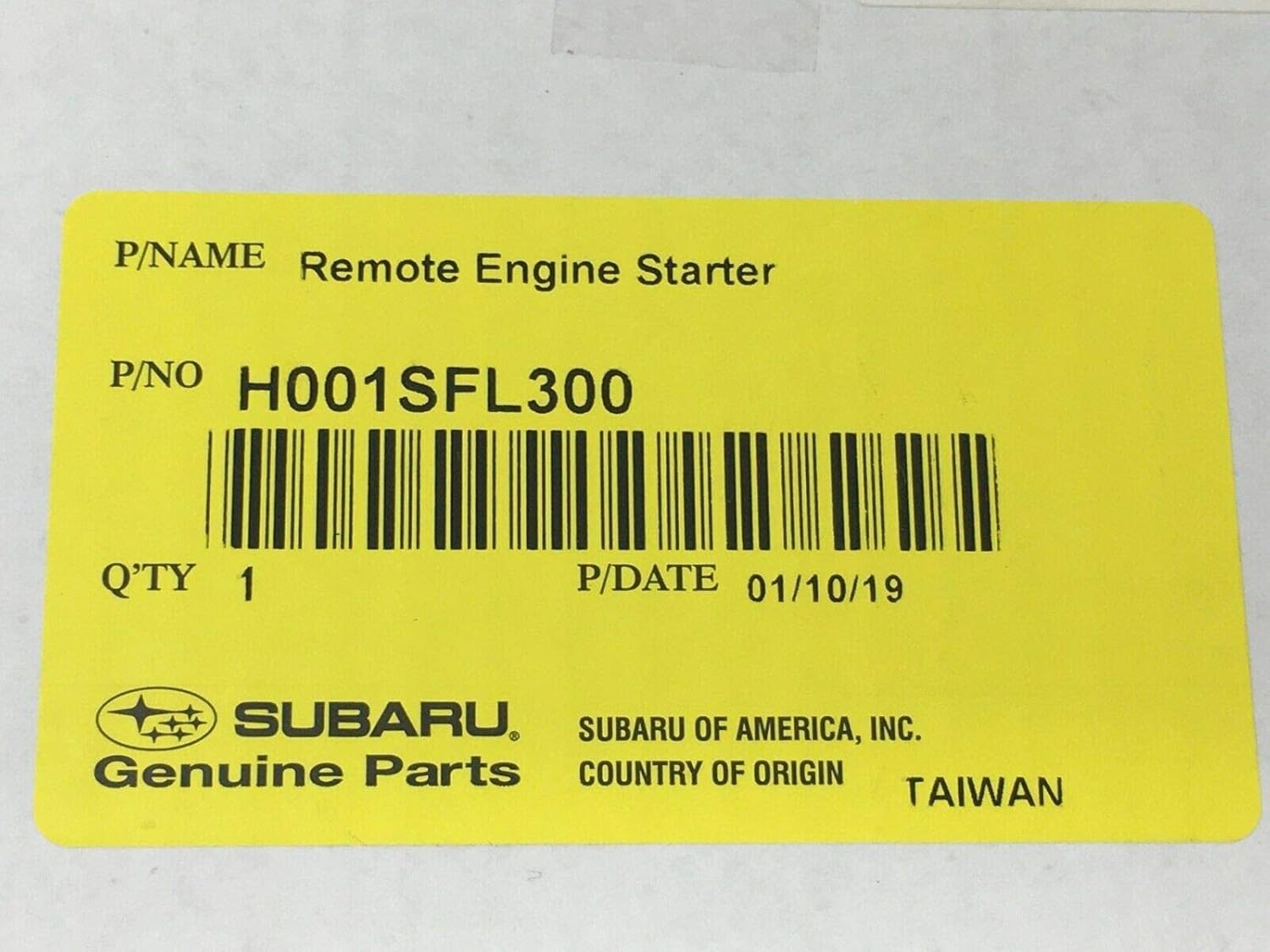 Subaru 2019-2023 Crosstrek & Impreza Subaru Remote Engine Starter Push Start - H001SFL301 - Genuine OEM