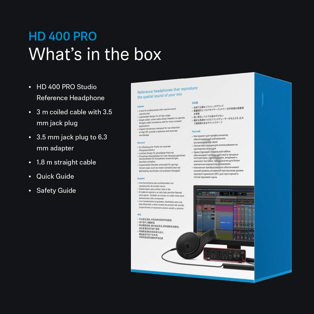 Sennheiser HD 400 PRO Open Back Dynamic Headphones for Studio, Mixing, Video, Audio Production, Twitch, High Definition music listening, removable 1/8” cable w ¼” adaptor,Black