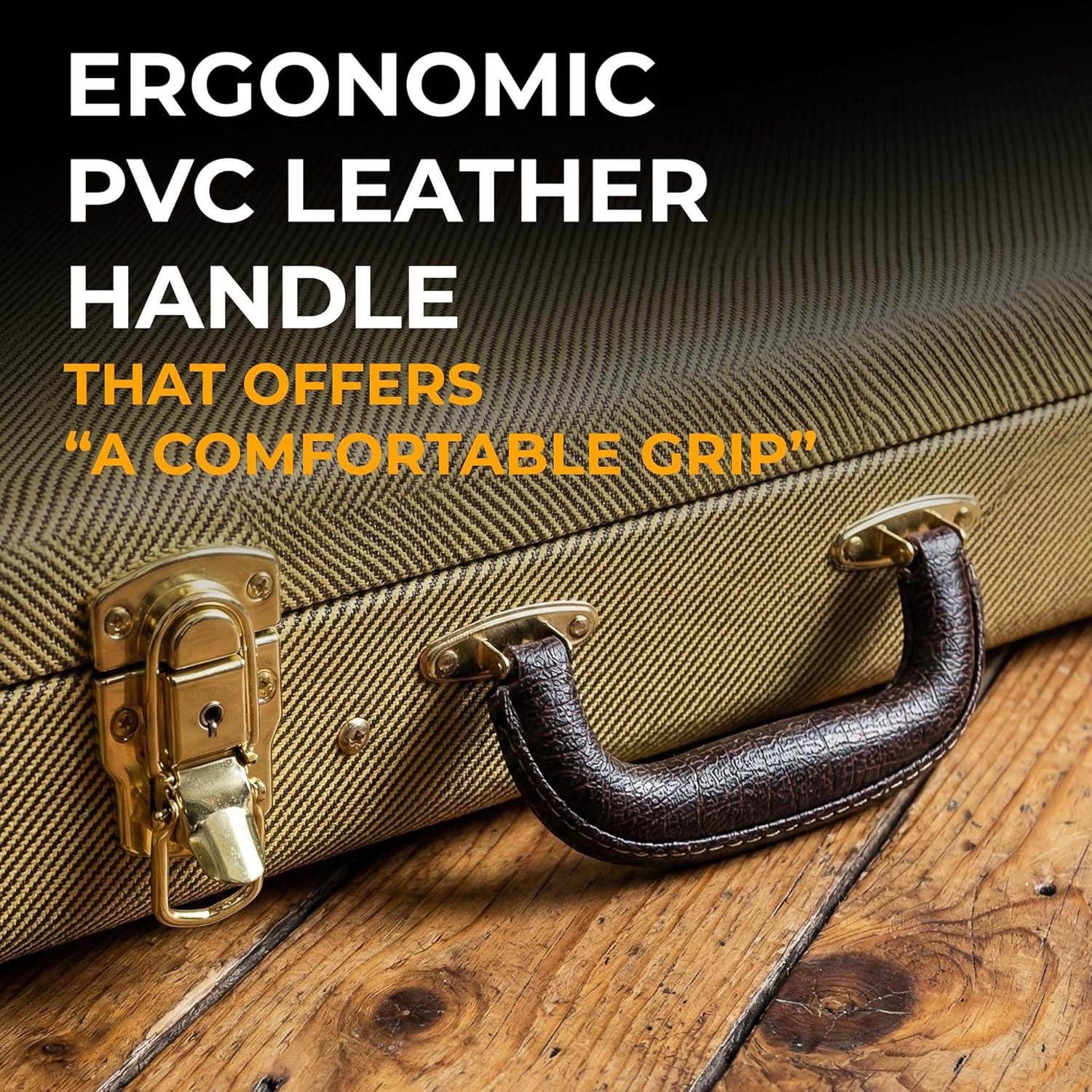 Gearlux Electric Guitar Hard Case for Fender Stratocaster/Telecaster and Standard-Size Guitars with Exterior Lock and Key, Interior Accessory Compartment, and Plush Interior Padding - Tweed