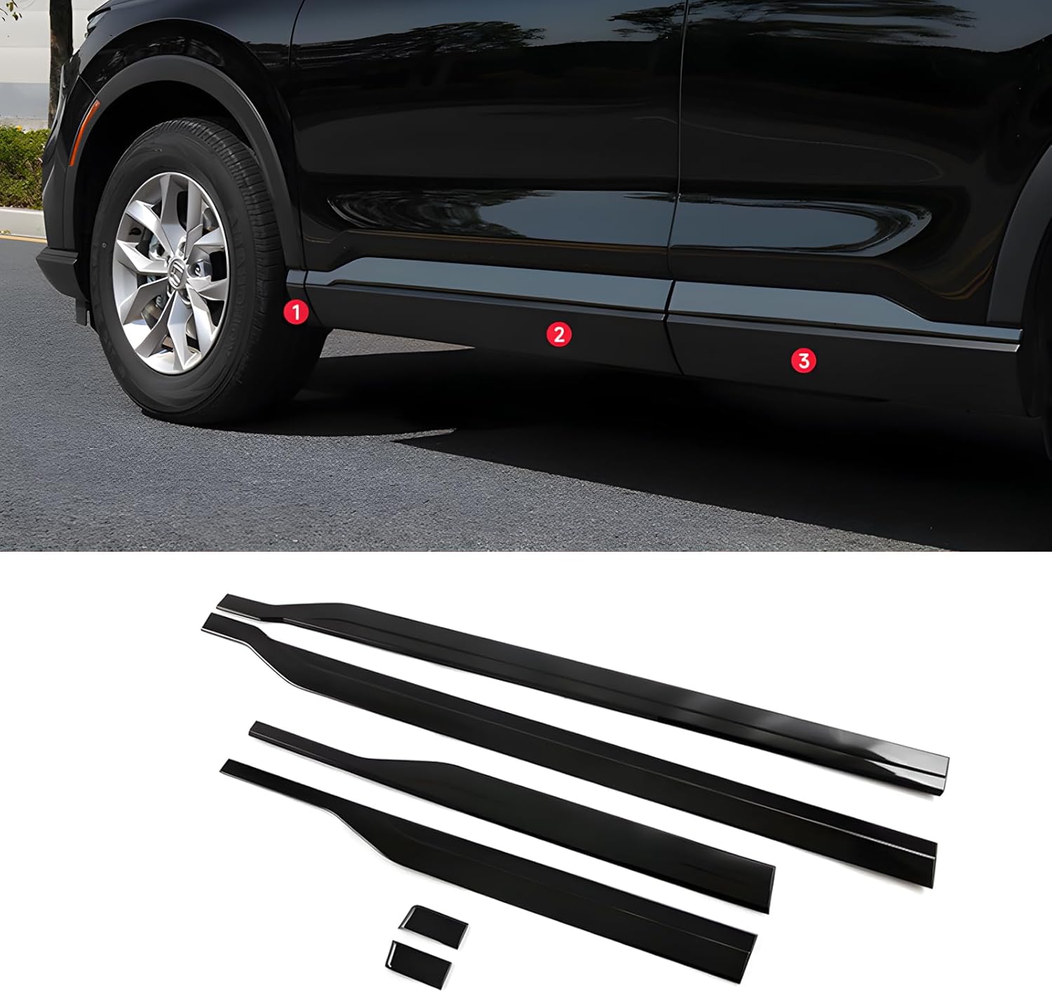 6 PCS Stainless Steel Body Side Door Molding Cover Trims for Honda CRV 2023 2024 2025,Body Exterior Accessories,Body Side Molding Trims,Door Edge Protector for CR-V-Glossy Black