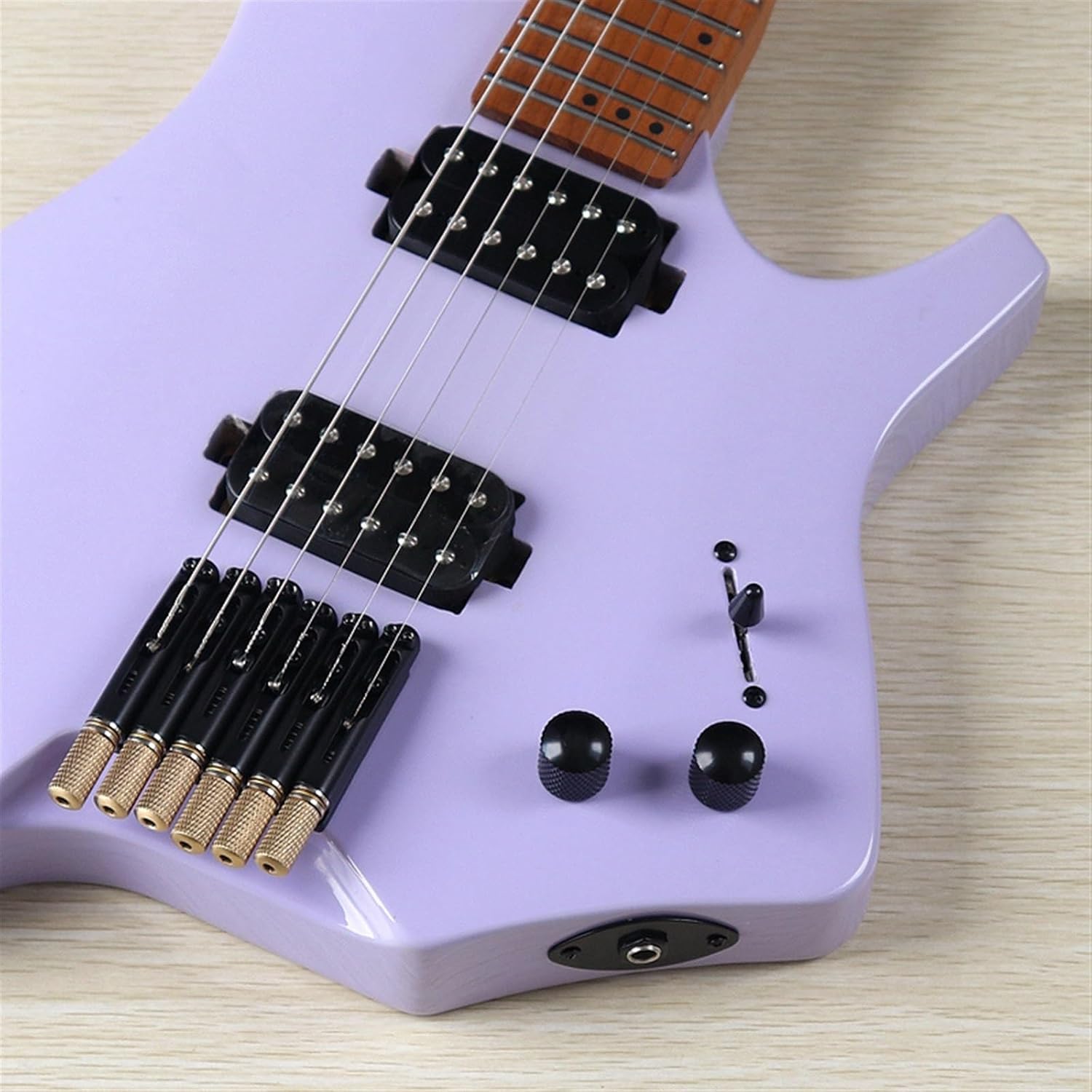 VENEKA Headless Electric Guitar High Gloss Headless Electric Guitar 30 Inch Travel Guitar Solid Basswood Body Canada Maple Fingerboard (Color : 01)