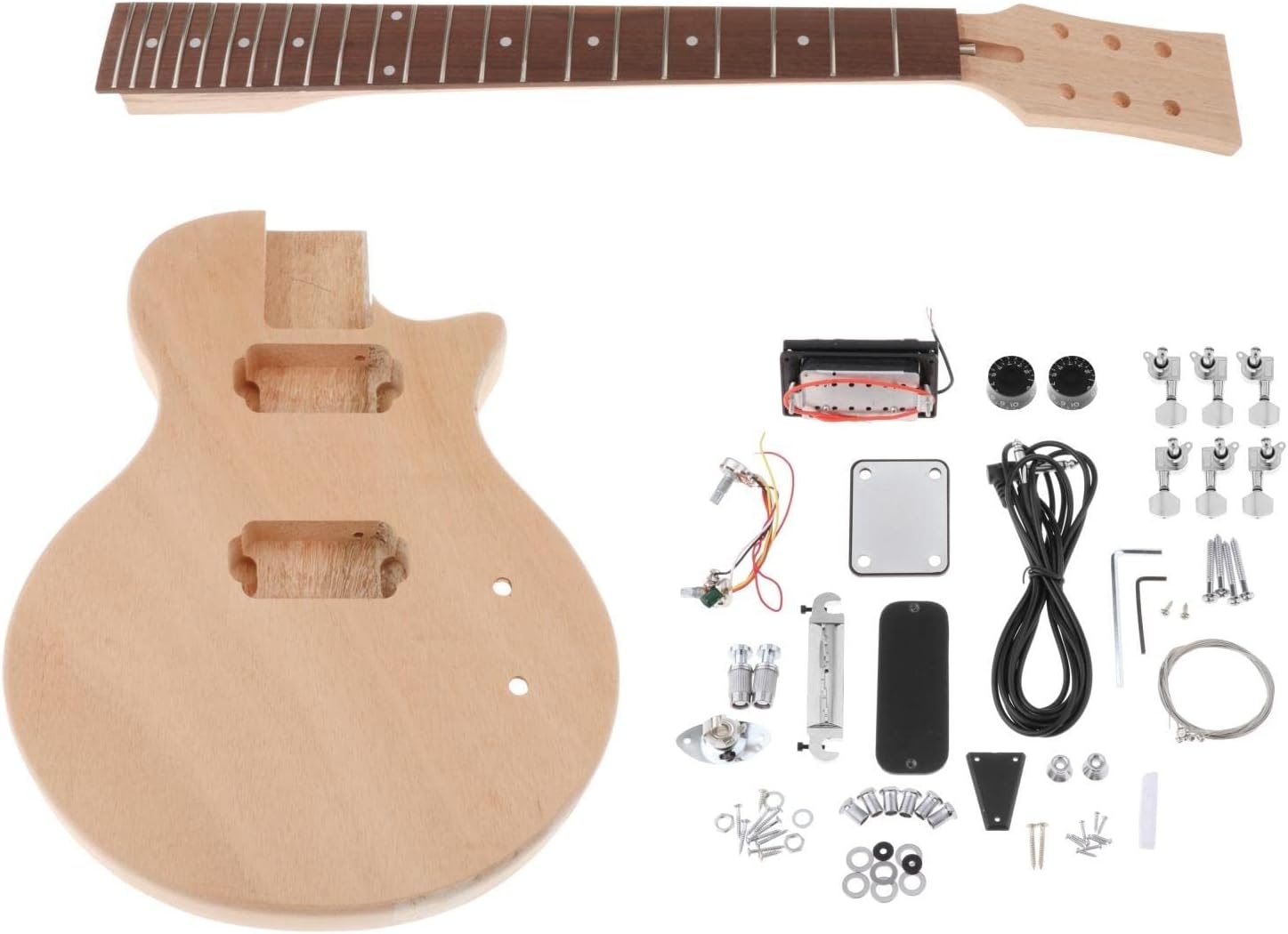 DIY Electric Guitar Kit Unfinished DIY 6 Strings Electric Guitar Kit Mahogany Body & Neck Rosewood Fingerboard