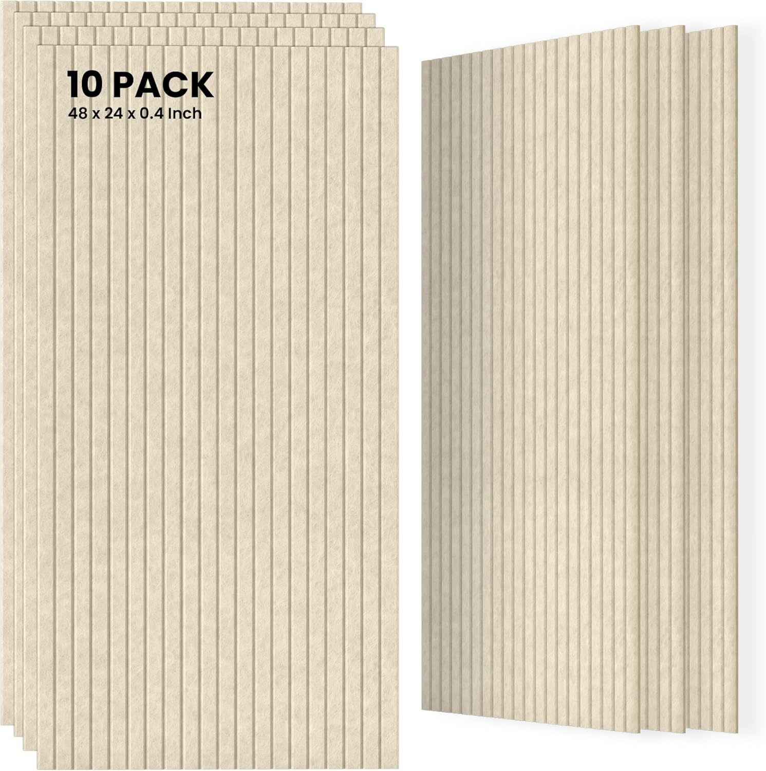 10 Pack Large Acoustic Panels,48 x 24 x 0.4 Inch Sound Proof Foam Panels for Walls，Premium Noise Dampening Panels,Sound Panels for Media Room, Office and Studio,Camel