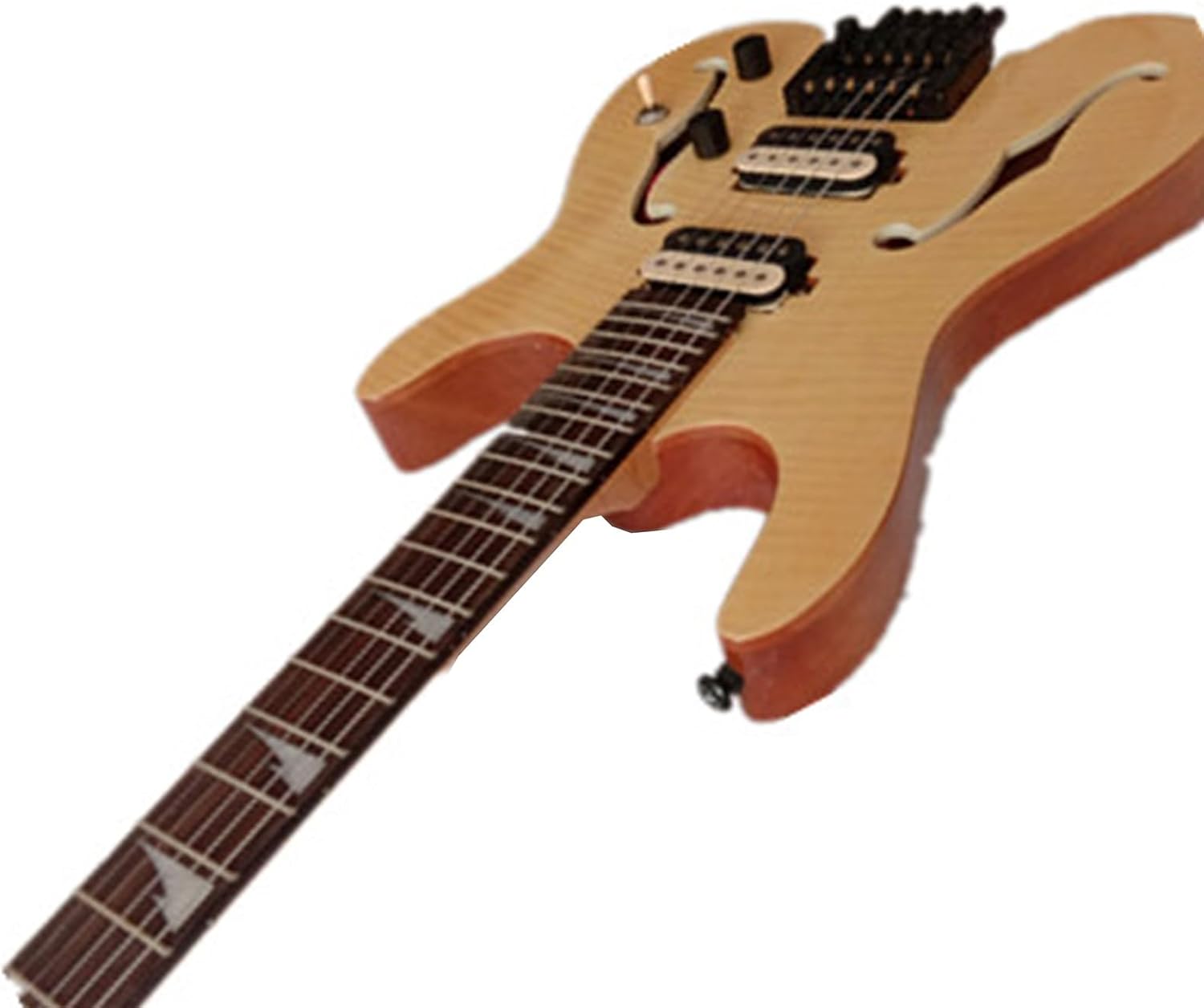 Double F Hole Panel Wood Color Basswood Body Rosewood Fingerboard Headless Electric Guitar Professional Headless Guitar