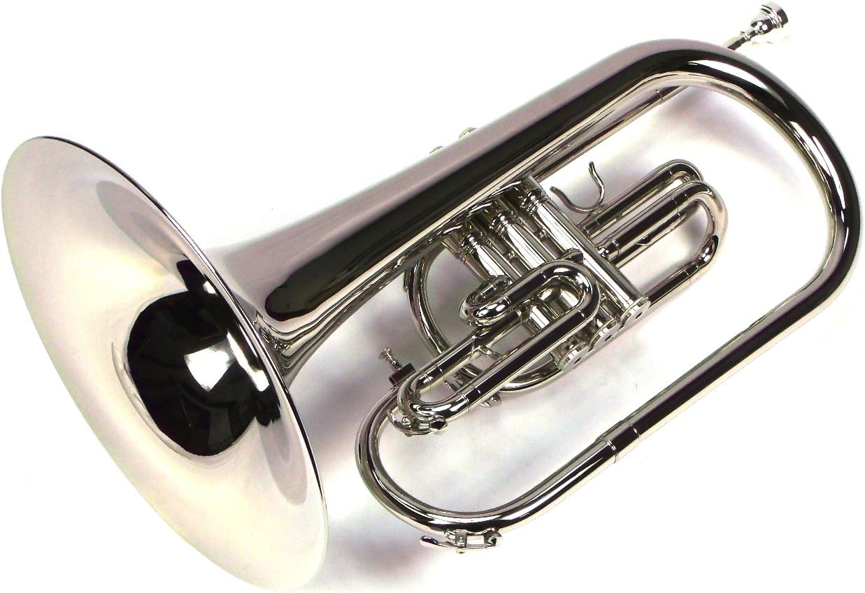 Moz Advanced Monel Pistons Marching Mellophone Key of F with Case and Mouthpiece-Nickel Plated Finish