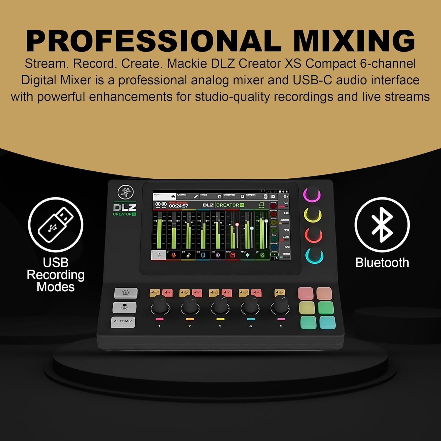 Mackie DLZ Creator XS Compact 6-channel Digital Mixer, USB, 7