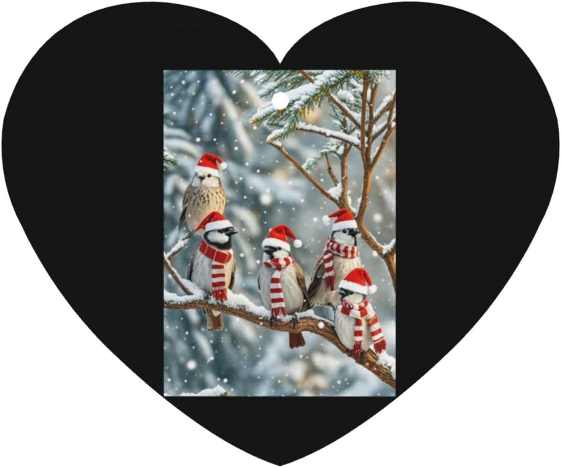 100 PCS Merry Christmas Christmas Bird Car Air Fresheners Cards Set, Multi-Pack Scented Cards, Long-Lasting Auto Fragrance Cards for Vehicle, Home & Office Heart Shape