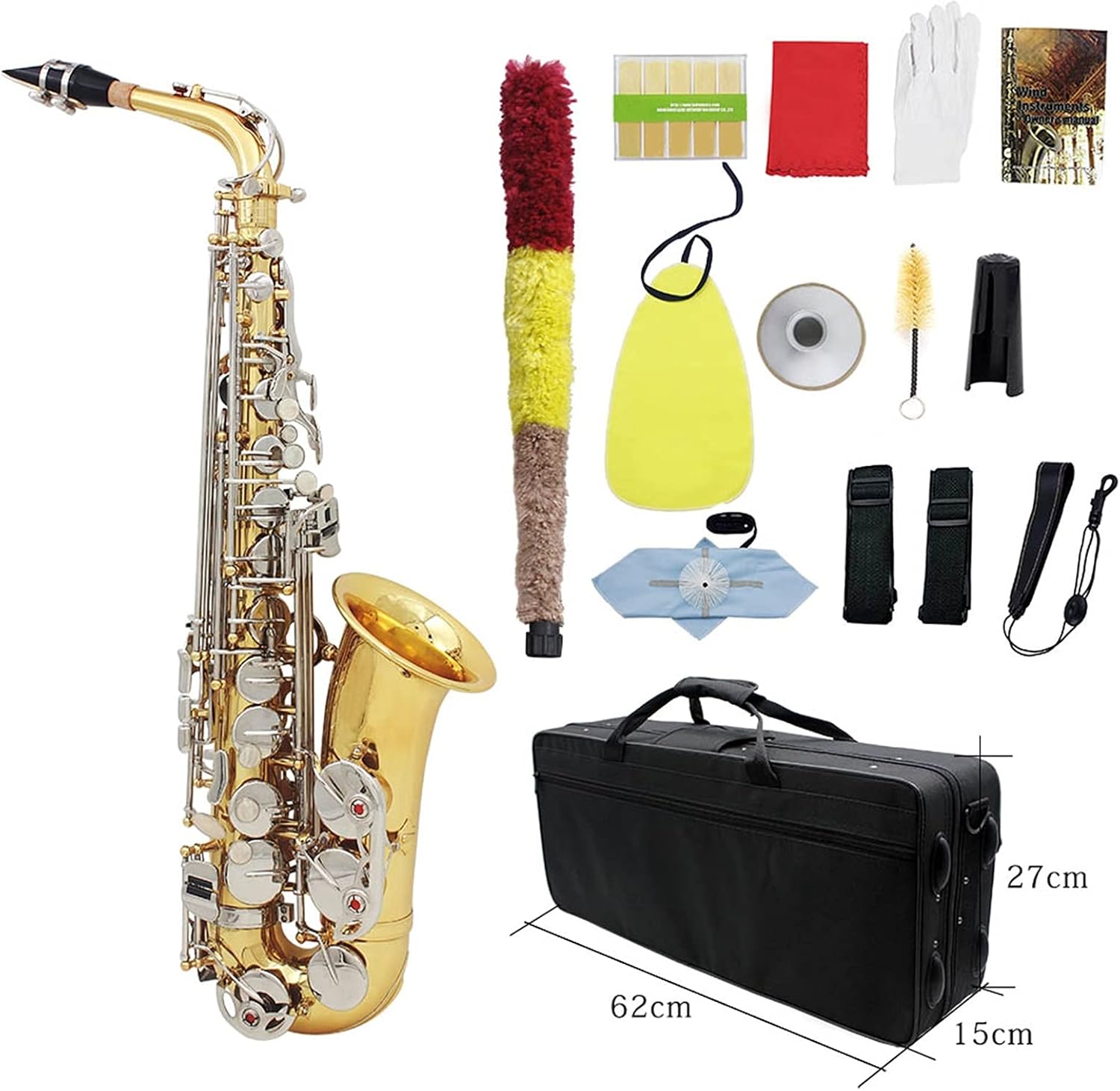 Brass EB E-Flat Alto Saxophone Sax Glossy Engraved Natural White Shell Button Wind Instrument with Hardshell Case Saxophone Straight