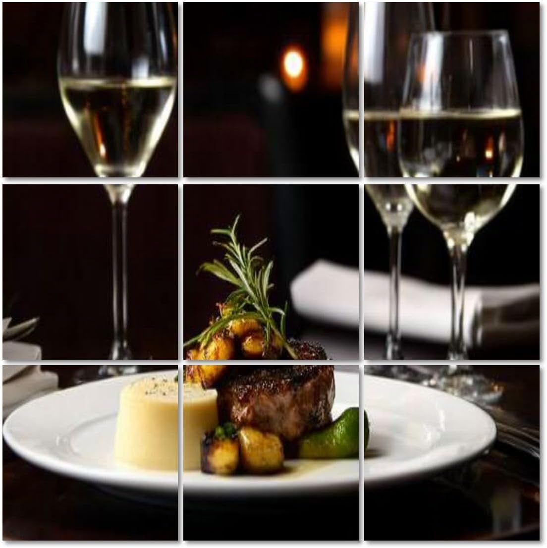 Art Acoustic Panels Self Adhesive fine dinning table restaurant dinner wine steak foods 9 Packs Decorative Soundproof Wall Panels Large Sound Absorbing Panels for Home Office 60