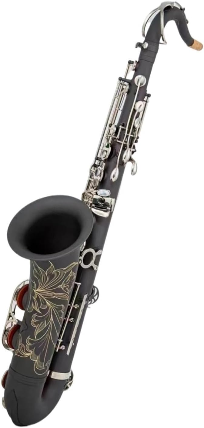 Advanced Tenor Saxophone B Flat Matte Black Nickel Plated Professional Woodwind Instrument With Sax Nozzle Accessories (Color : Dark Grey)