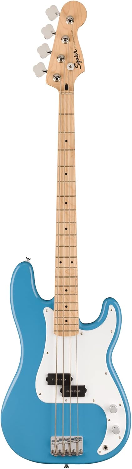 Fender Squier Sonic Precision Bass Guitar - California Blue Bundle with Amplifier, Cable, Tuner, Strap, and Austin Bazaar Instructional DVD