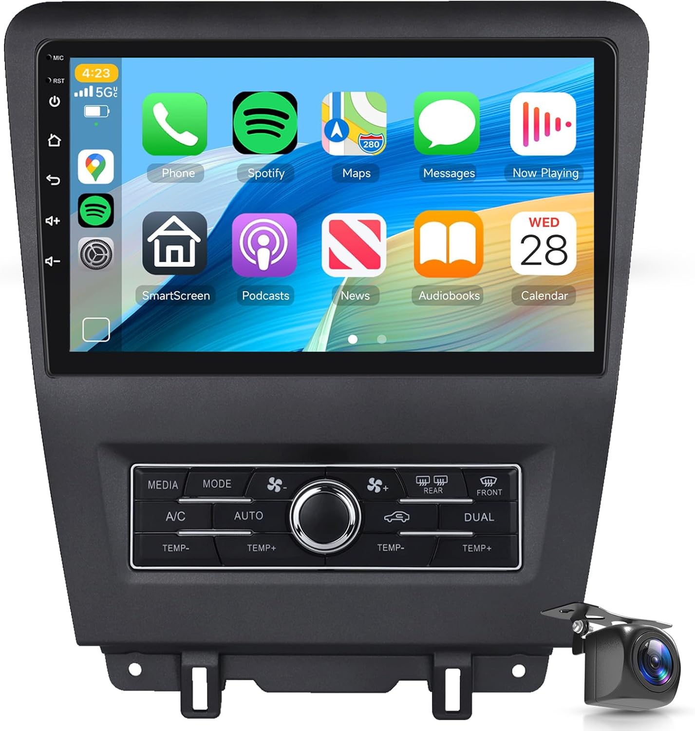 8Core4+64G Car Stereo for Ford Mustang 2010-2014 Wireless CarPlay/Android Auto Android Radio with Qualcomm 10.1