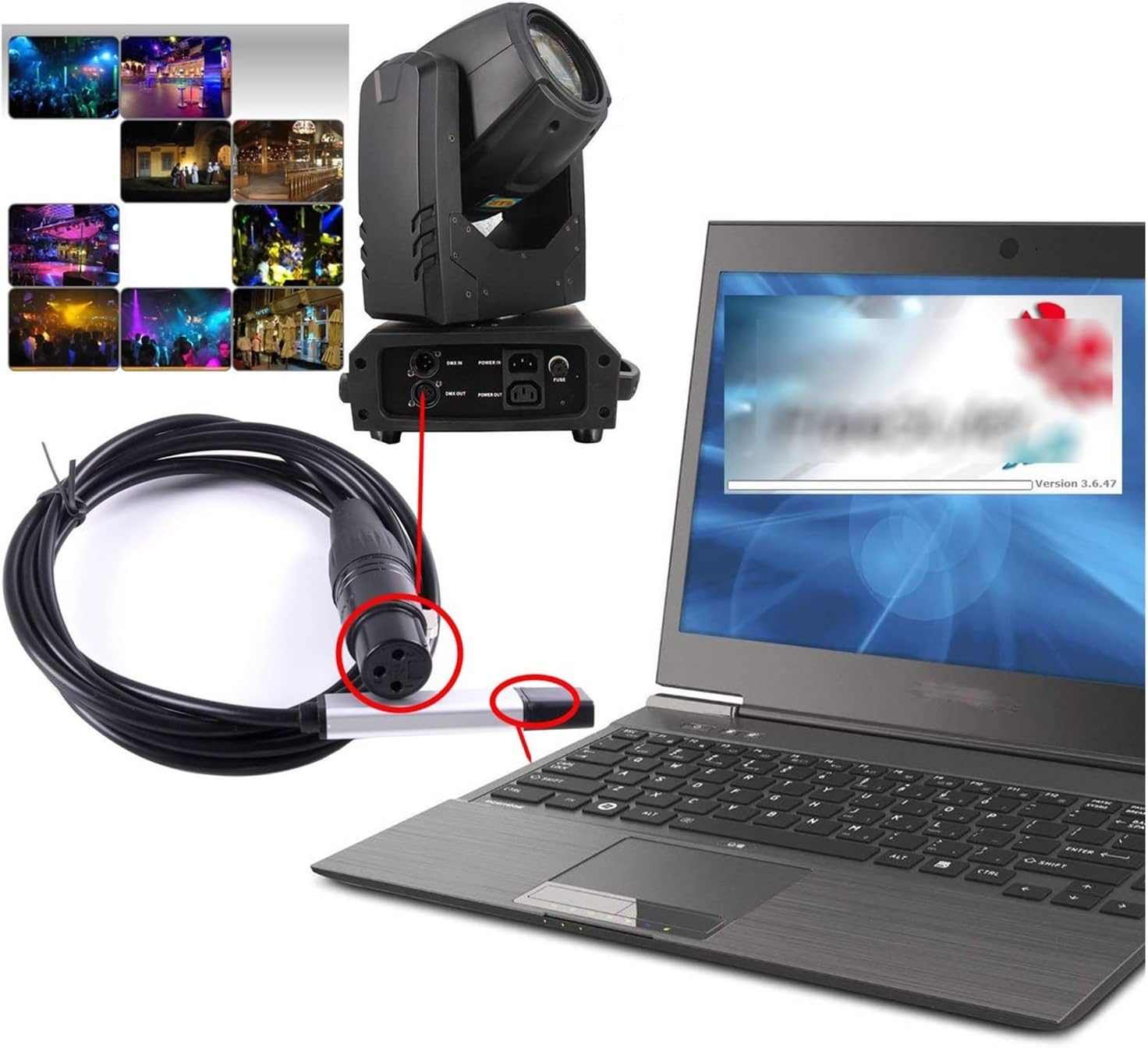 USB to XLR DMX512 DMX 512 Interface Adapter Stage Lighting Disco Light Dj Party Beam L Freestyler DMX Controller Fixture Cable (Size : 5M)