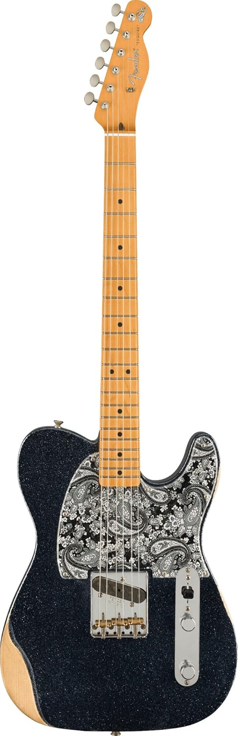 Fender Brad Paisley Esquire Telecaster - Black Sparkle Bundle with Gig Bag, Strap, Cable, and Guitar Cleaning Kit