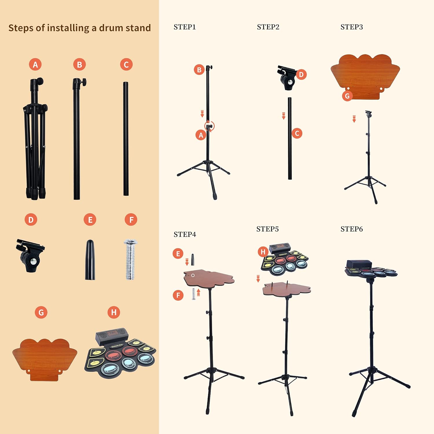 Electric Drum Set for Kids, Electronic Drum Pad with Light Up Drumsticks and Drum Stand, Bulit-in Double Speakers and Rechargeable Battery, Kids Drum Set with LED Drumsticks, 9 Pads Digital Drum Kit