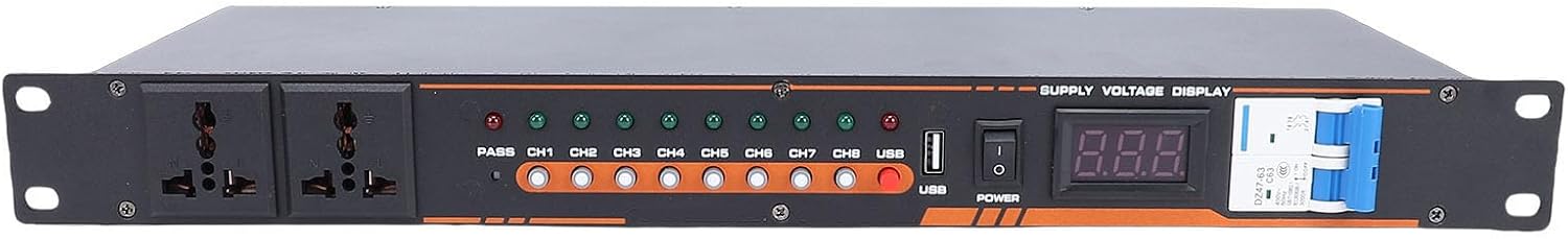 KIMISS High Power 10 Outlet Audio Equipment Power Sequencer with Digital Voltage Display Independent Switch Stage Amplifier Studio (US Plug)