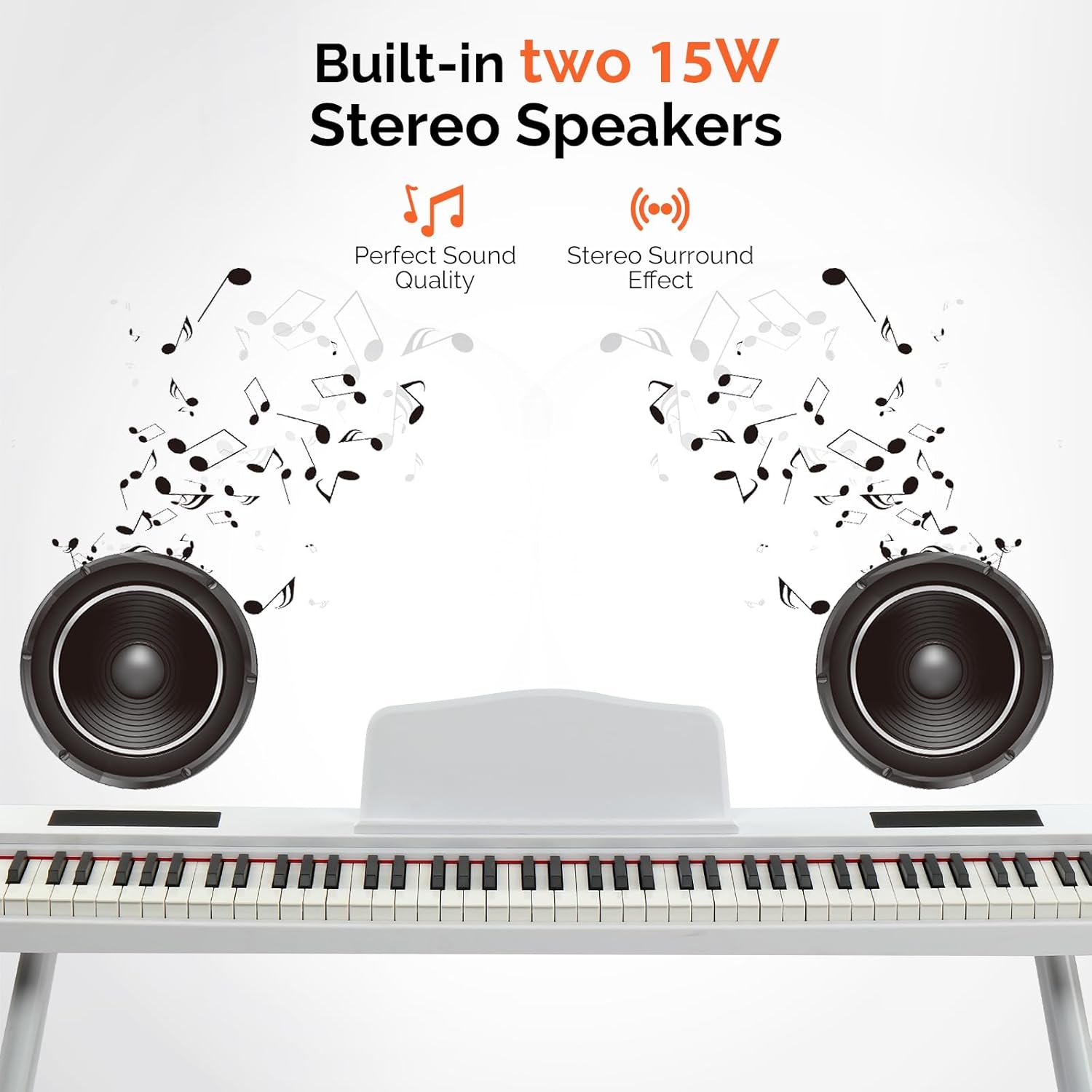 GLARRY Digital Piano Keyboard with Stand, Portable 88 keys Semi-Weighted Electric Piano with Pedal for Beginner, Bluetooth, Triple Pedals, Power Supply, 2 Speakers (White, Compact)