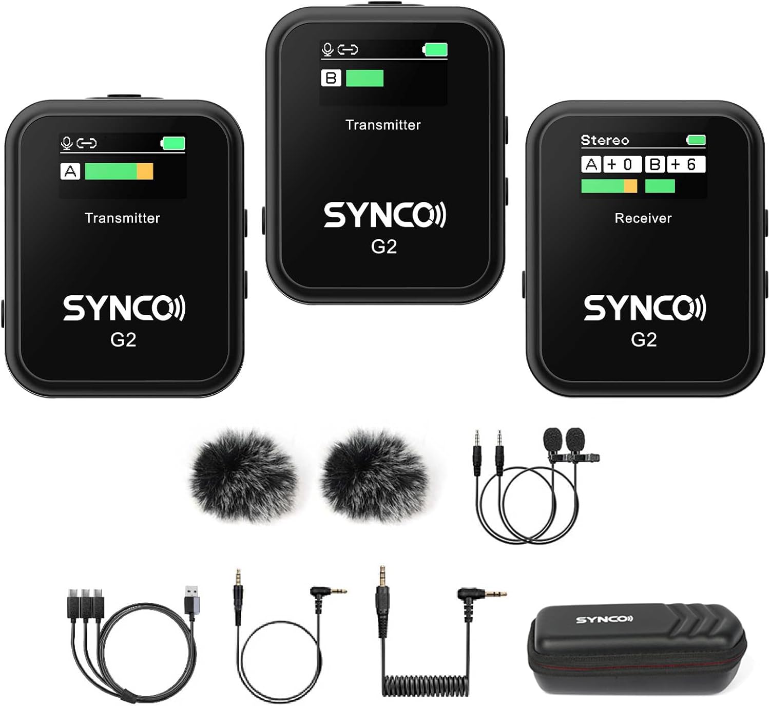 SYNCO G2(A2) Wireless Lavalier Microphone with 48KHz 24Bit Noise Reduction 656FT Range Camera Microphone for DSLR/iPhone/Android/Laptop, Lapel Mic for Vlogging Streaming YouTube