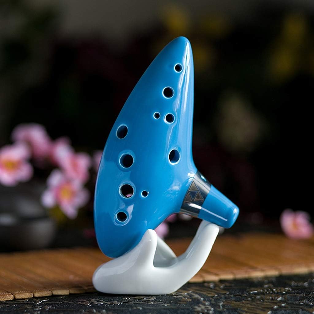 Ocarina Instrument,Musical Instrument, Ocarina ，ocarina instrument, Alto 12 Hole Tone Ocarina CeramiFlute Sky with Neck Strap Cord Bright Glaze Pottery Woodwind Instrument Ocarina Flute