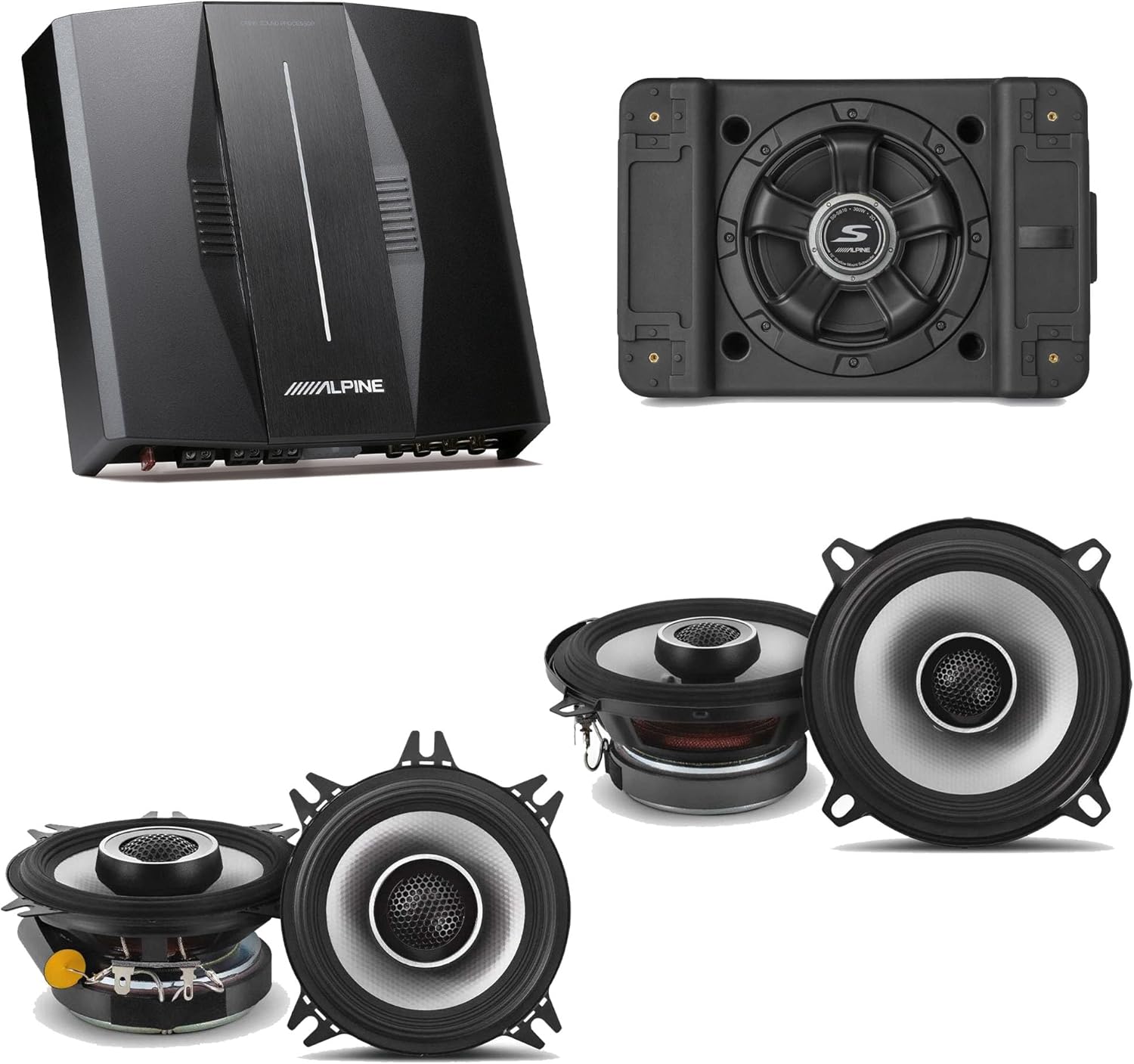 Alpine PXE-C80-88 OPTIM8 8-Channel Hi-Res DSP Amplifier w/SS-SB10 Subwoofer, S2-S50 & S2-S40 Bundle