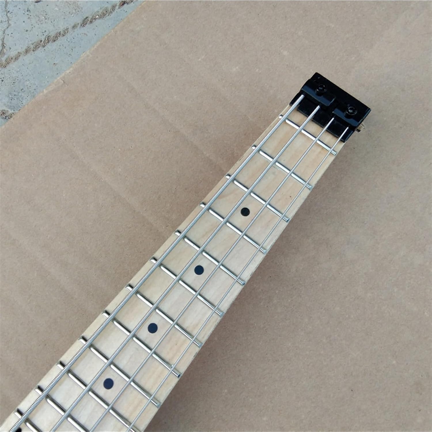 VENEKA Headless Electric Guitar 30 Inches Mini 4 Strings Headless Electric Bass Guitar Ash Body Maple Fingerboard with Black Hardware